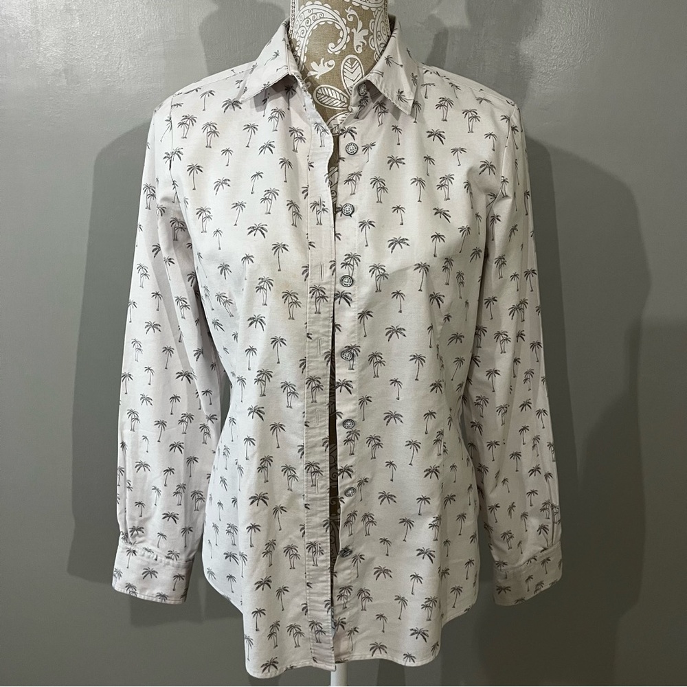 Vintage Brooks Brothers Red Fleece Button Down Shirt / Size 8 / Palm Tree Print